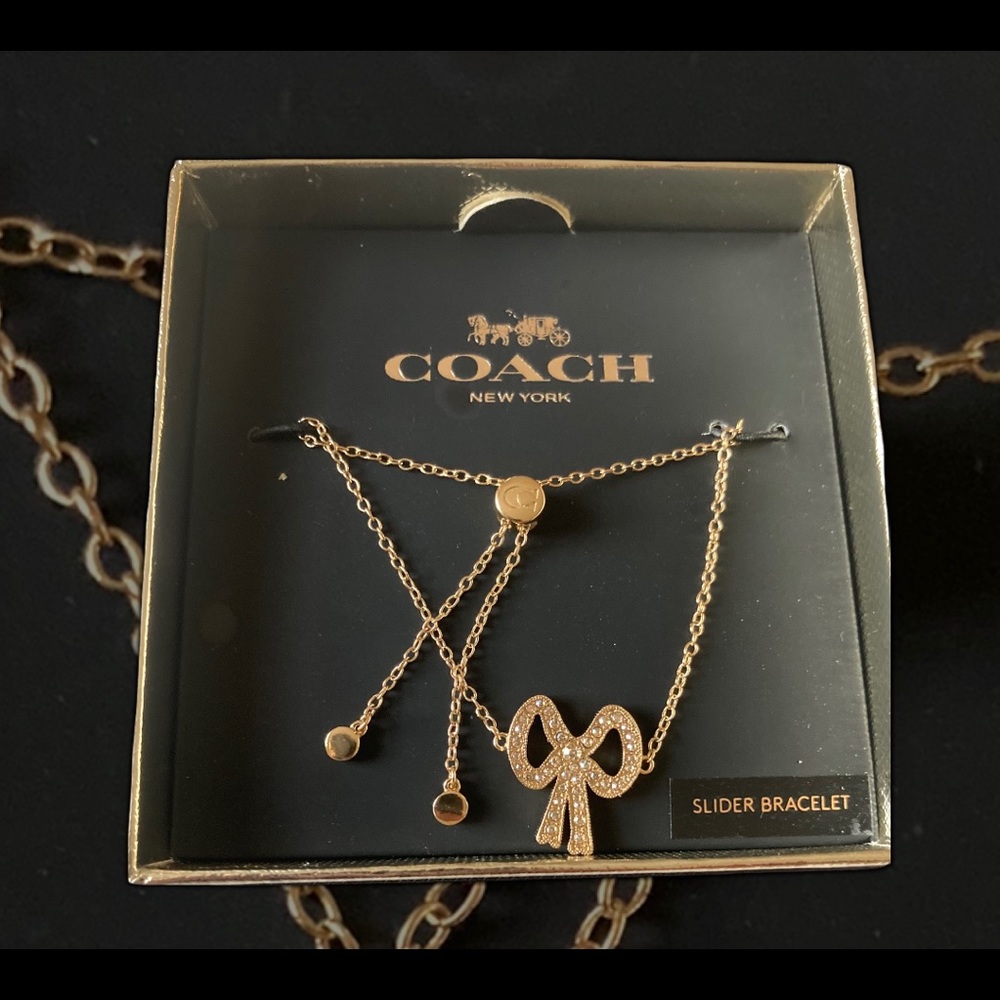 💝💗 New Gold heart slider Coach bracelet
